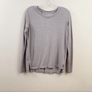 Athleta Scoop Neck Split Back Gray/Silver/Taupe Shimmer Long Sleeve Top